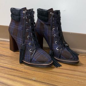 Sam Edelman Sondra Navy plaid boots